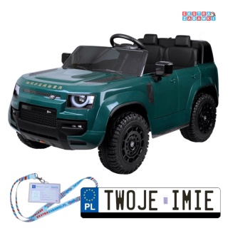 Land Rover Defender na akumulator - zielony, 4x4 24V/7Ah, panel muzyczny, pasy, wolny start, pilot [PA0343]