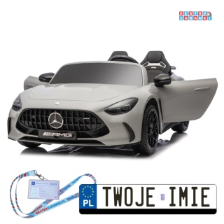 Mercedes AMG GT63 dwuosobowy na akumulator - szary, 4x200W 24V/7Ah, pilot, EVA, ekoskóra, pasy, LED, panel muzyczny [PA0341]