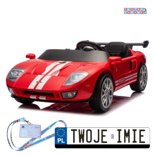 Ford GT 4 dwuosobowy na akumulator - czerwony, 4x4 24V/7Ah, pilot, LED, EVA, ekoskóa, pasy [PA0337]