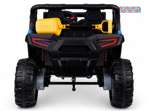 Buggy z przyczepą dwuosobowy na akumulator - niebieski, 4x4 24V/7Ah, do 8 km/h, pilot, EVA, ekoskóra, wolny start, pas [PA0342]