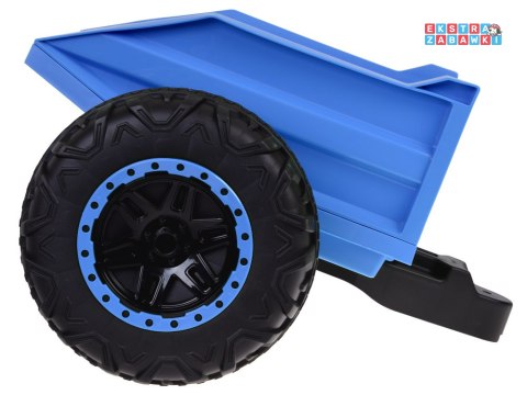 Buggy z przyczepą dwuosobowy na akumulator - niebieski, 4x4 24V/7Ah, do 8 km/h, pilot, EVA, ekoskóra, wolny start, pas [PA0342]