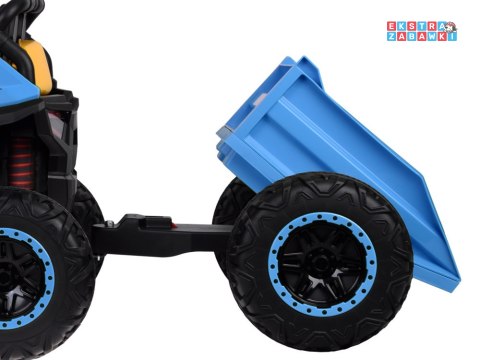 Buggy z przyczepą dwuosobowy na akumulator - niebieski, 4x4 24V/7Ah, do 8 km/h, pilot, EVA, ekoskóra, wolny start, pas [PA0342]