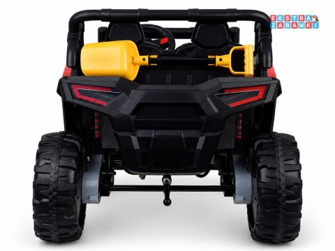 Buggy z przyczepą dwuosobowy na akumulator - czerwony, 4x4 24V/7Ah, do 8 km/h, pilot, EVA, ekoskóra, wolny start, pas [PA0342]