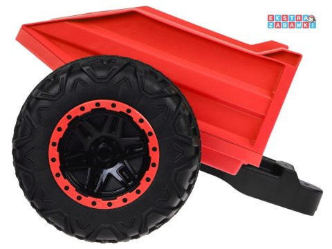 Buggy z przyczepą dwuosobowy na akumulator - czerwony, 4x4 24V/7Ah, do 8 km/h, pilot, EVA, ekoskóra, wolny start, pas [PA0342]