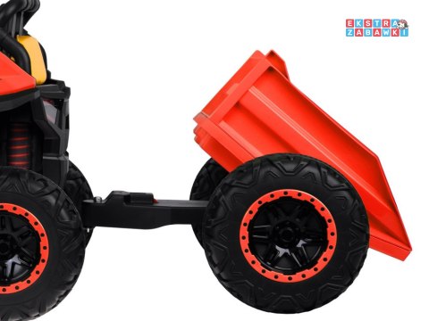 Buggy z przyczepą dwuosobowy na akumulator - czerwony, 4x4 24V/7Ah, do 8 km/h, pilot, EVA, ekoskóra, wolny start, pas [PA0342]