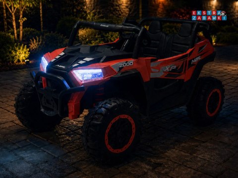 Buggy z przyczepą dwuosobowy na akumulator - czerwony, 4x4 24V/7Ah, do 8 km/h, pilot, EVA, ekoskóra, wolny start, pas [PA0342]