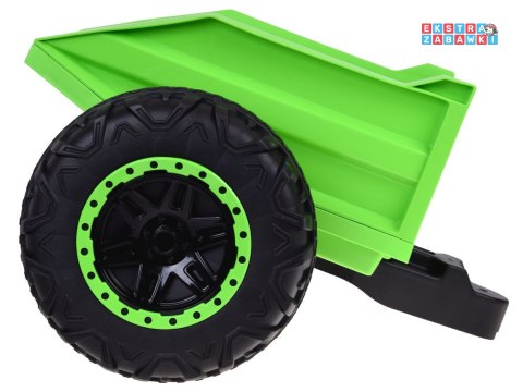 Buggy z przyczepą dwuosobowy na akumulator - zielony, 4x4 24V/7Ah, do 8 km/h, pilot, EVA, ekoskóra, wolny start, pas [PA0342]