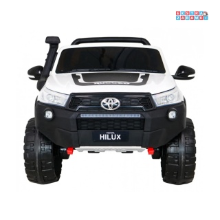 Biała Toyota Hilux na akumulator - 4x200W 24V/7Ah, ekoskóra, LED, EVA, pilot [HL850]