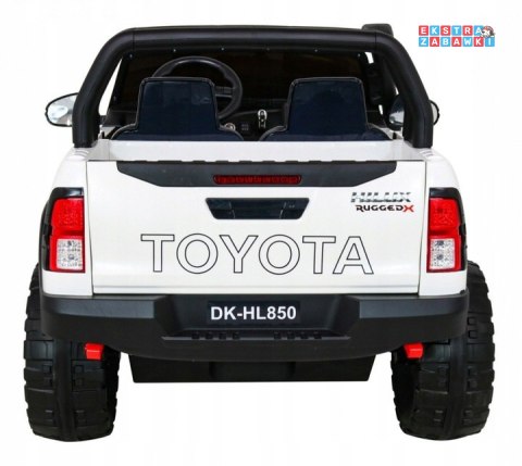 Biała Toyota Hilux na akumulator - 4x200W 24V/7Ah, ekoskóra, LED, EVA, pilot [HL850]