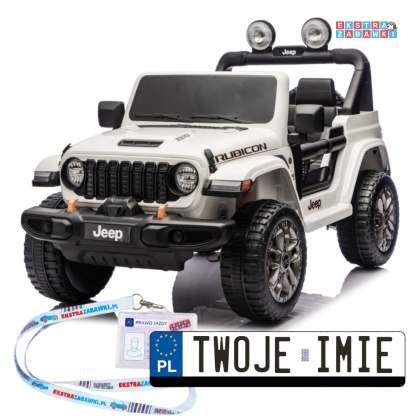 Biały Jeep Wrangler Rubicon LIFT modelu JWR555 na akumulator - 4x200W 24V/7Ah, ekoskóra, EVA, Bluetooth, pilot [JWR556]