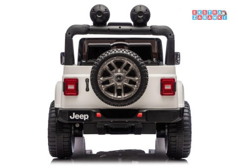 Biały Jeep Wrangler Rubicon LIFT modelu JWR555 na akumulator - 4x200W 24V/7Ah, ekoskóra, EVA, Bluetooth, pilot [JWR556]