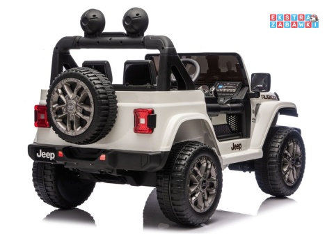 Biały Jeep Wrangler Rubicon LIFT modelu JWR555 na akumulator - 4x200W 24V/7Ah, ekoskóra, EVA, Bluetooth, pilot [JWR556]