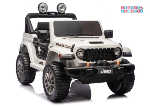 Biały Jeep Wrangler Rubicon LIFT modelu JWR555 na akumulator - 4x200W 24V/7Ah, ekoskóra, EVA, Bluetooth, pilot [JWR556]