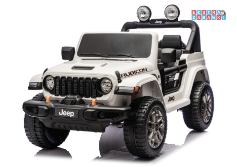 Biały Jeep Wrangler Rubicon LIFT modelu JWR555 na akumulator - 4x200W 24V/7Ah, ekoskóra, EVA, Bluetooth, pilot [JWR556]