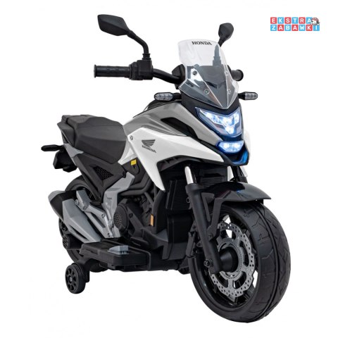 [outlet] Biały Motor Honda NC750x na akumulator - 2x35W, 12V/4.5Ah, odgłosy silnika, boczne kółka, bluetooth, MP3 - [TR2306]