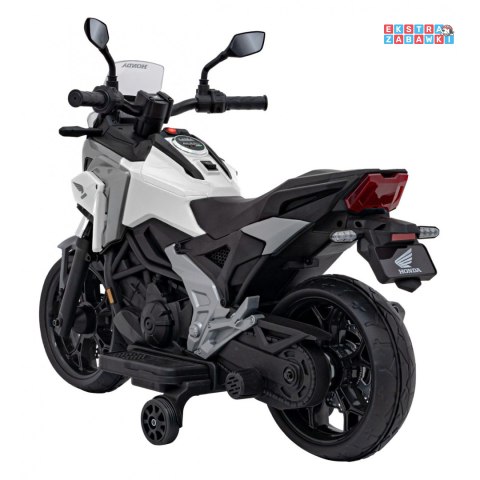 [outlet] Biały Motor Honda NC750x na akumulator - 2x35W, 12V/4.5Ah, odgłosy silnika, boczne kółka, bluetooth, MP3 - [TR2306]