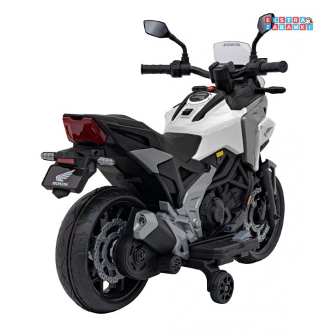 [outlet] Biały Motor Honda NC750x na akumulator - 2x35W, 12V/4.5Ah, odgłosy silnika, boczne kółka, bluetooth, MP3 - [TR2306]