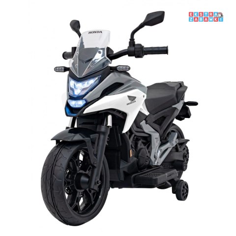 [outlet] Biały Motor Honda NC750x na akumulator - 2x35W, 12V/4.5Ah, odgłosy silnika, boczne kółka, bluetooth, MP3 - [TR2306]