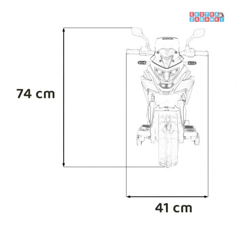 [outlet] Biały Motor Honda NC750x na akumulator - 2x35W, 12V/4.5Ah, odgłosy silnika, boczne kółka, bluetooth, MP3 - [TR2306]