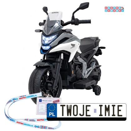 [outlet] Biały Motor Honda NC750x na akumulator - 2x35W, 12V/4.5Ah, odgłosy silnika, boczne kółka, bluetooth, MP3 - [TR2306]