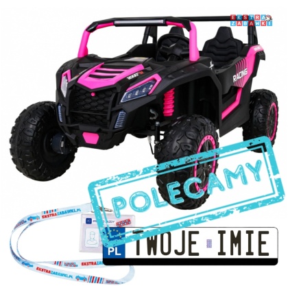 Buggy ATV Racing dwuosobowy na akumulator - różowy, 4x200W 24V/14Ah, pilot, panel muzyczny, EVA, ekoskóra [A032]