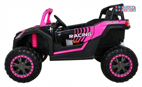Buggy ATV Racing dwuosobowy na akumulator - różowy, 4x200W 24V/14Ah, pilot, panel muzyczny, EVA, ekoskóra [A032]