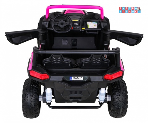 Buggy ATV Racing dwuosobowy na akumulator - różowy, 4x200W 24V/14Ah, pilot, panel muzyczny, EVA, ekoskóra [A032]