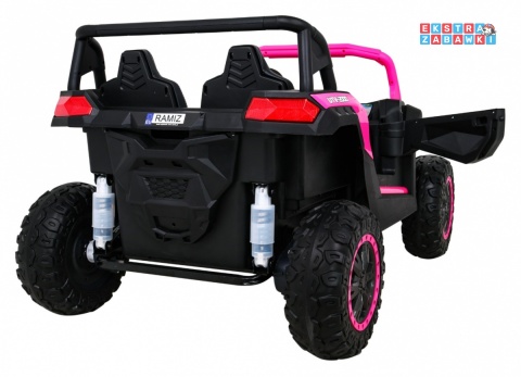 Buggy ATV Racing dwuosobowy na akumulator - różowy, 4x200W 24V/14Ah, pilot, panel muzyczny, EVA, ekoskóra [A032]