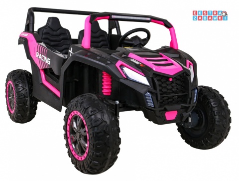 Buggy ATV Racing dwuosobowy na akumulator - różowy, 4x200W 24V/14Ah, pilot, panel muzyczny, EVA, ekoskóra [A032]