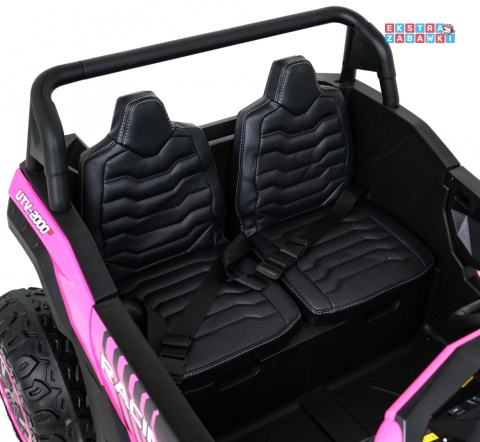 Buggy ATV Racing dwuosobowy na akumulator - różowy, 4x200W 24V/14Ah, pilot, panel muzyczny, EVA, ekoskóra [A032]