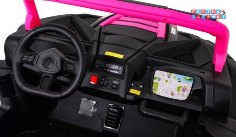 Buggy ATV Racing dwuosobowy na akumulator - różowy, 4x200W 24V/14Ah, pilot, panel muzyczny, EVA, ekoskóra [A032]