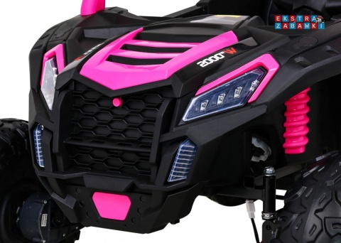 Buggy ATV Racing dwuosobowy na akumulator - różowy, 4x200W 24V/14Ah, pilot, panel muzyczny, EVA, ekoskóra [A032]