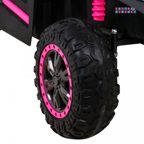Buggy ATV Racing dwuosobowy na akumulator - różowy, 4x200W 24V/14Ah, pilot, panel muzyczny, EVA, ekoskóra [A032]
