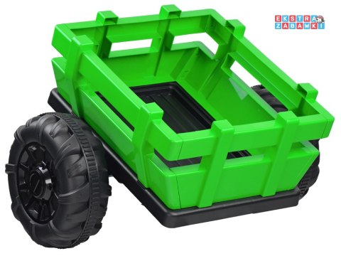 Duży traktor z przyczepą na akumulator - zielony, 4x45W 12V/14Ah, pilot, LED, ekoskóra, pasy, panel muzyczny [PA0266]