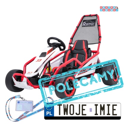 Gokart Tornado z funkcją driftu na akumulator - czerwony, 2x150W 24V/7Ah, pięciopunktowe pasy, ekoskóra [DM-108.DRIFT]