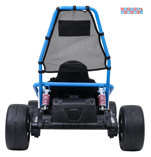 Gokart Tornado z funkcją driftu na akumulator - niebieski, 2x150W 24V/7Ah, pięciopunktowe pasy, ekoskóra [DM-108.DRIFT]