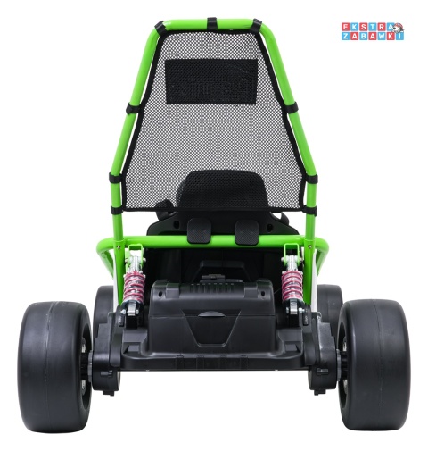 Gokart Tornado z funkcją driftu na akumulator - zielony, 2x150W 24V/7Ah, pięciopunktowe pasy, ekoskóra [DM-108.DRIFT]