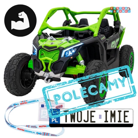 Maverick Turbo RR STRONG buggy na akumulator dwuosobowy - zielony, 2x320W 24V/20Ah, ciche silniki, pompowane koła [CA001.STRONG]
