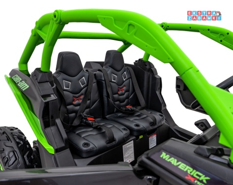 Maverick Turbo RR buggy na akumulator dwuosobowy - zielony, 2x320W, 24V/10Ah, ciche silniki, pompowane koła [CA001.STRONG]