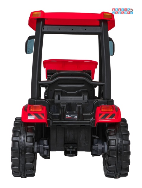 Mega traktor D68 z łyżką na akumulator - czerwony, 2x200W, 24V/10Ah, ekoskóra, pilot, LED [JS3158B]