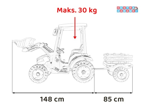 Mega traktor D68 z łyżką na akumulator - zielony, 2x200W, 24V/10Ah, ekoskóra, pilot, LED [JS3158B]