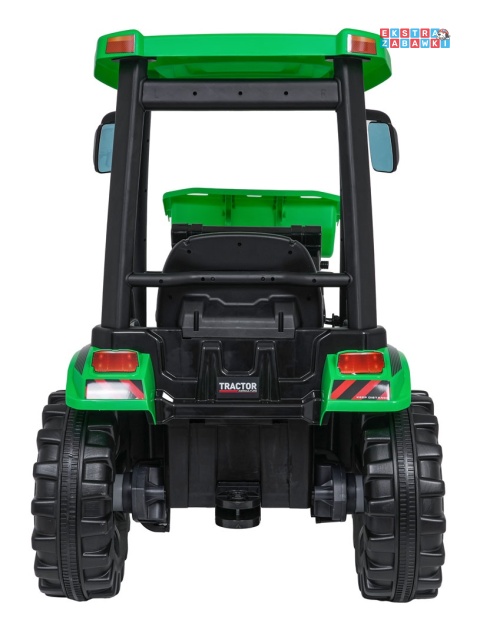 Mega traktor D68 z łyżką na akumulator - zielony, 2x200W, 24V/10Ah, ekoskóra, pilot, LED [JS3158B]