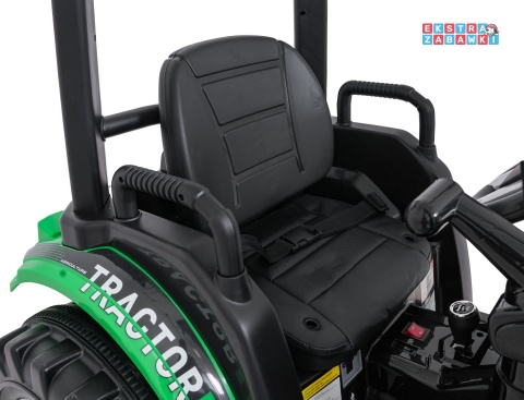 Mega traktor D68 z łyżką na akumulator - zielony, 2x200W, 24V/10Ah, ekoskóra, pilot, LED [JS3158B]
