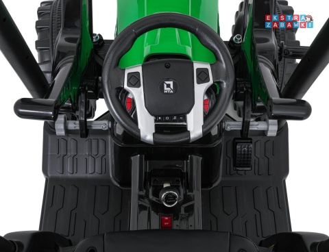 Mega traktor D68 z łyżką na akumulator - zielony, 2x200W, 24V/10Ah, ekoskóra, pilot, LED [JS3158B]