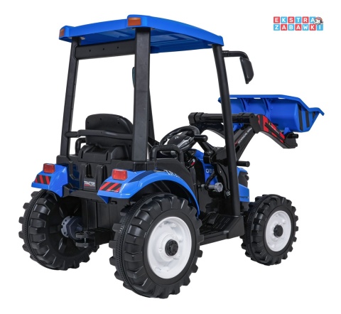 Mega traktor D68 z łyżką na akumulator - niebieski, 2x200W, 24V/10Ah, ekoskóra, pilot, LED [JS3158B]