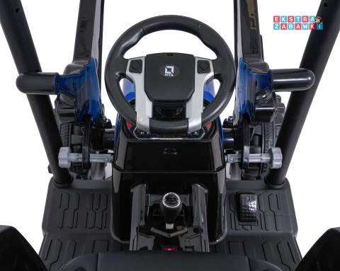 Mega traktor D68 z łyżką na akumulator - niebieski, 2x200W, 24V/10Ah, ekoskóra, pilot, LED [JS3158B]