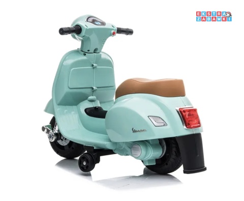 [outlet] Miętowy Motor skuter VESPA na akumulator - 30W 6V/4.5Ah, skórzane siedzenia, licencjonowany