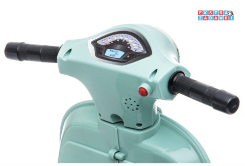 [outlet] Miętowy Motor skuter VESPA na akumulator - 30W 6V/4.5Ah, skórzane siedzenia, licencjonowany