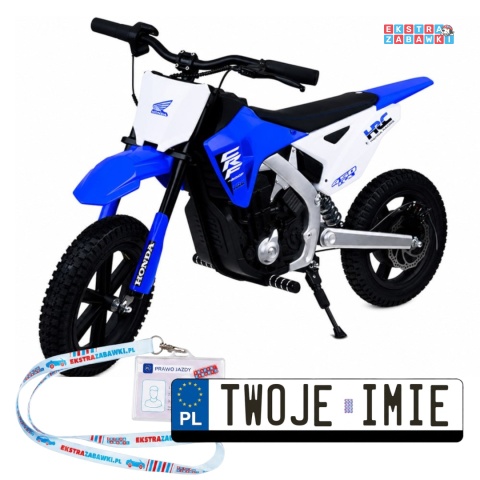 Motorek cross HONDA CRF 450RX na akumulator - niebieski, 1x250W 24V/5Ah, 22km/h, pompowane koła, bezszczotkowy silnik [PA0345]