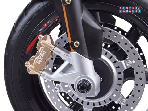 Motorek Aprilla na akumulator - czerwony, 2x2 12V/7Ah, do 3 km/h, EVA, ekoskóra, stalowa rama, dwa biegi [PA0243]